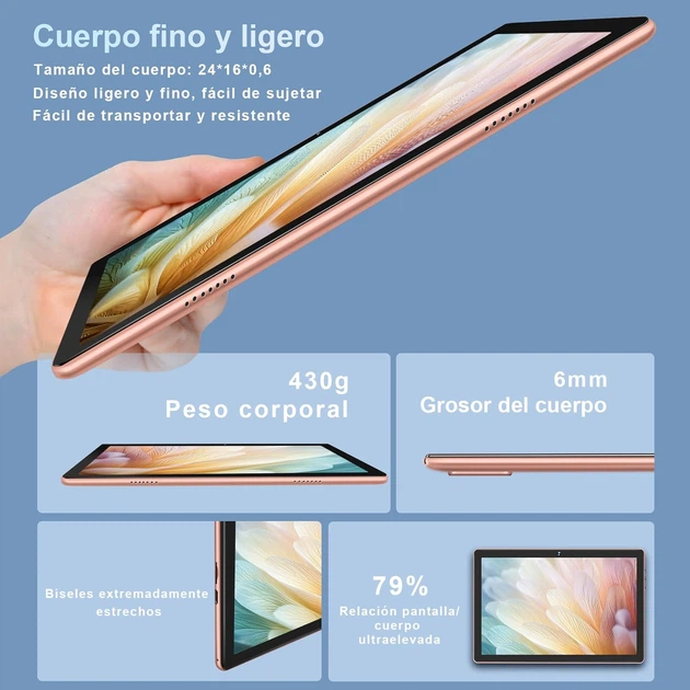 Планшет 10.1" DMOAO D3 4+4/64Gb 8 ядер Android 12 6000 mAh Рожеве золото - зображення 3