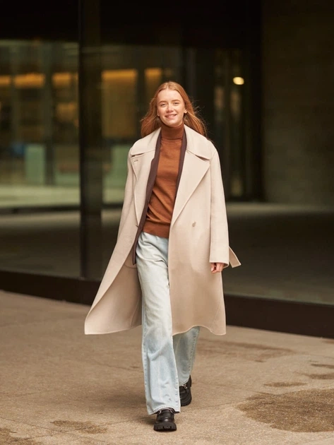 Пальто осеннее женское Uniqlo 280551028 M Бежевый (1159811905) - Фото 7 Пальто осеннее женское Uniqlo 280551028 M Бежевый (1159811905) - изображение 7