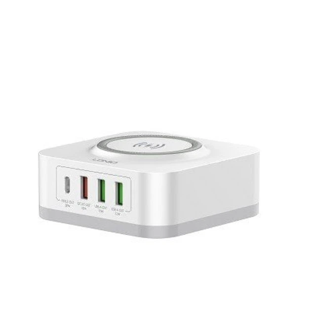 Бездротовий зарядний пристрій Ldnio AW004 3 USB/ Type-C QC PD 32W біле - Фото 5 Бездротовий зарядний пристрій Ldnio AW004 3 USB/ Type-C QC PD 32W біле - зображення 5