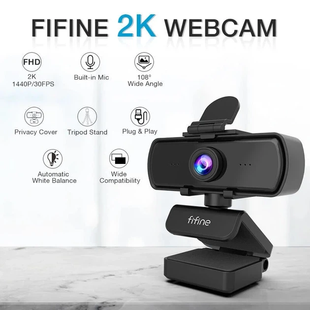 Веб-камера Fifine K420 2K QHD Black + штатив (K420QHD) - зображення 3