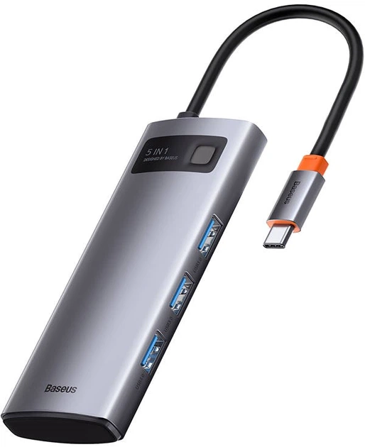 USB-хаб адаптер Baseus Series 5-in-1 30Hz Version Grey (WKWG020013) - изображение 3