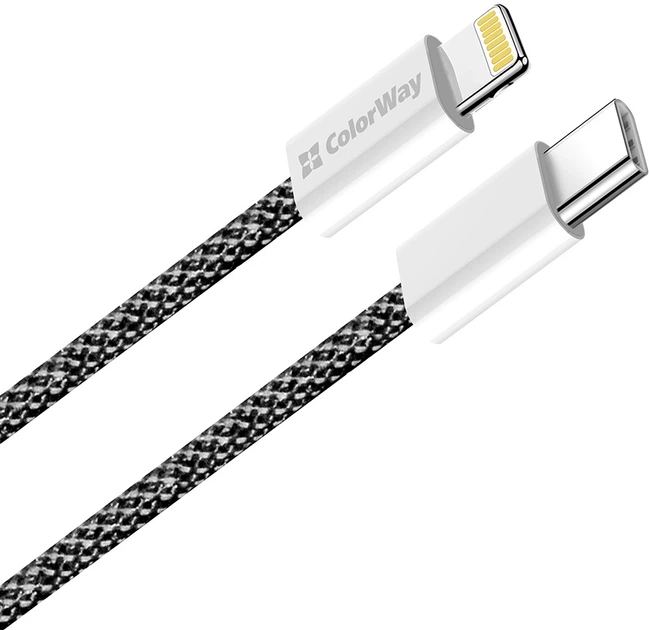 Кабель ColorWay Type-C - Apple Lightning braided cotton PD Fast