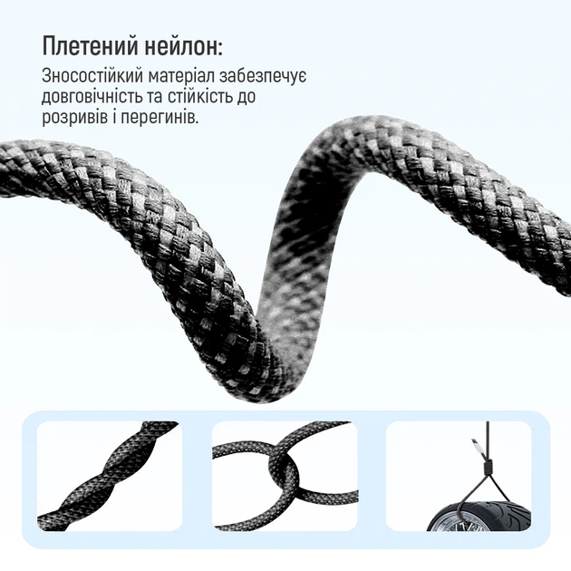 Кабель ColorWay Type-C - Apple Lightning braided cotton PD Fast Charging 27W 1 м Black (CW-CBPDCL061-BK) - изображение 10