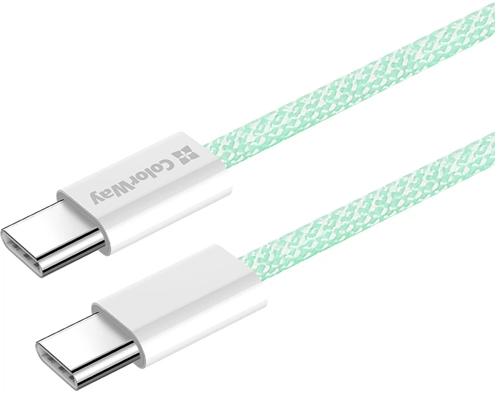 Кабель ColorWay Type-C - Type-C braided cotton PD Fast Charging 60W 3А 1 м Green (CW-CBPDCC061-G) - изображение 6