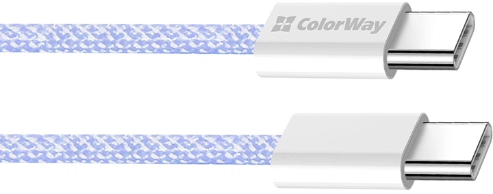Кабель ColorWay Type-C - Type-C braided cotton PD Fast Charging 60W 3А 1 м Purple (CW-CBPDCC061-PU) - Фото 2 Кабель ColorWay Type-C - Type-C braided cotton PD Fast Charging 60W 3А 1 м Purple (CW-CBPDCC061-PU) - изображение 2