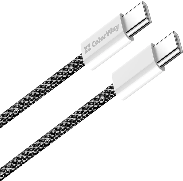Кабель ColorWay Type-C - Type-C braided cotton PD Fast Charging 60W 3А 1 м Black (CW-CBPDCC061-BK) - зображення 3