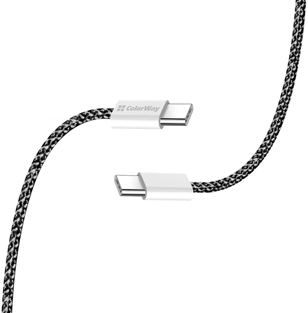 Кабель ColorWay Type-C - Type-C braided cotton PD Fast Charging 60W 3А 1 м Black (CW-CBPDCC061-BK) - зображення 5