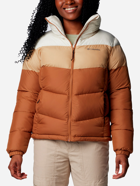 Акція на Куртка демісезонна коротка жіноча Columbia Omni-Shield Puffect II Colorblock Jacket 2088481-224 L Коричнева від Rozetka