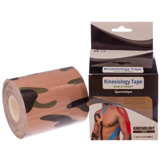 Кинезио тейп (Kinesio tape) SP-Sport BC-0842-7_5 размер 7,5смх5м камуфляж - изображение 1