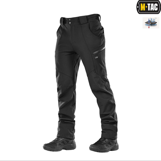 Тактические зимние брюки M-Tac Soft Shell Winter Black черные XL - изображение 1