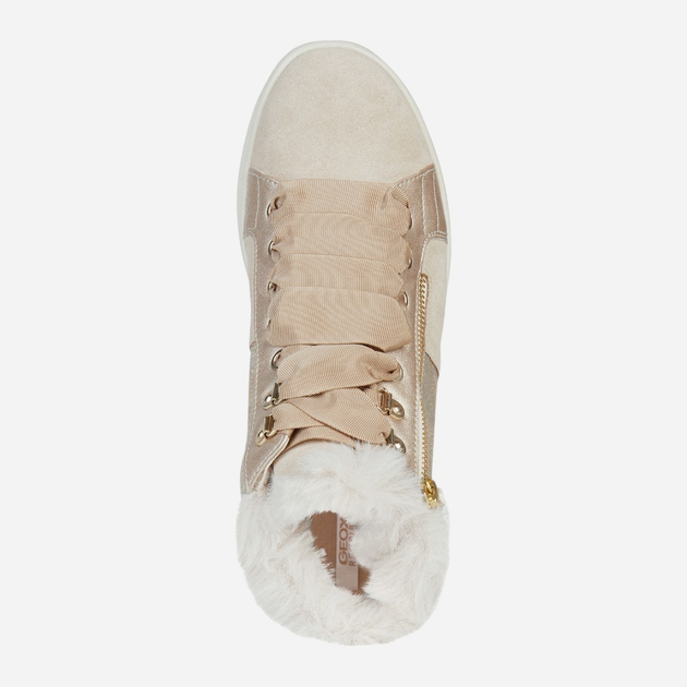 Zimowe sneakersy damskie ocieplane z futerkiem Geox D26FFC0BS22-C6738 37 Beżowe (8050036771629) - obraz 4