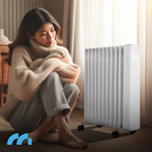 Экономный масляный обогреватель 11 ребер с WIFI Maltec 2500W, напольный обогреватель радиатор для дома с пультом, ЭКО-обогреватель - изображение 6