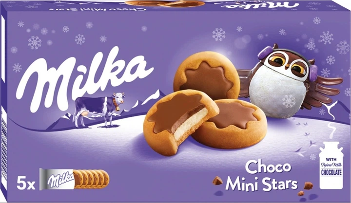 Печиво Milka Choco Mini Stars у формі зірки з начинкою 185 гр