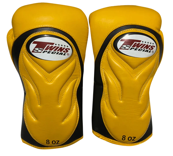 Боксерские перчатки Twins Velcro Extra Design BGVL6 Black Yellow (BGVL6-BKYE-16oz) - изображение 2