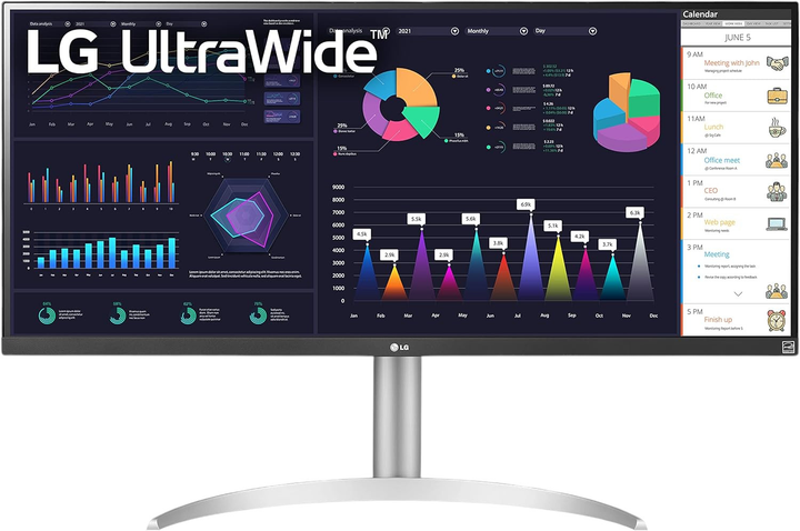 Monitor 34" UltraWide LG 34WQ650-W IPS HDR 400 2560 x 1080 White (34WQ650-W) - obraz 1