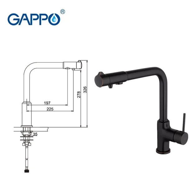 Змішувач для кухні GAPPO G4390-10 із підключенням фільтра питної води, чорний - Фото 2 Змішувач для кухні GAPPO G4390-10 із підключенням фільтра питної води, чорний - изображение 2