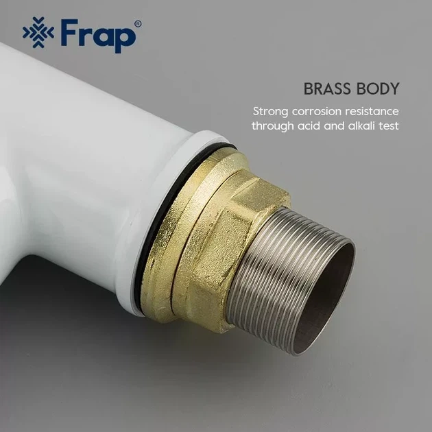 Змішувач для кухні Frap F4049 з гибким виливом, білий/хром - зображення 4