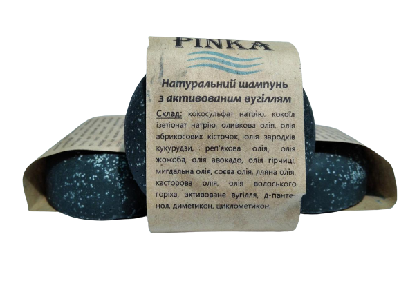 Кокосовый твёрдый шампунь Pinka с активированным углём 100 г - изображение 2