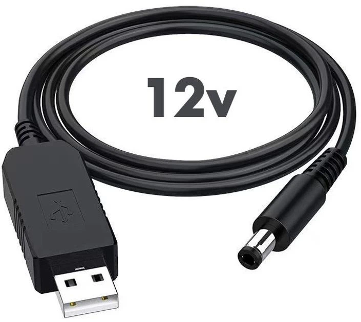 Кабель USB 5V на DC 12V (5.5 х 2.1 мм) 0.8А (пік до 1А) для живлення роутера/конвертера та ін. від Повербанка (перехідник/адаптер) - зображення 2