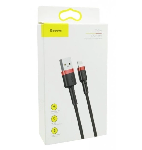 Кабель Baseus Cafule Cable USB 2.4A 1m Red+Black (CALKLF-B19) - зображення 3