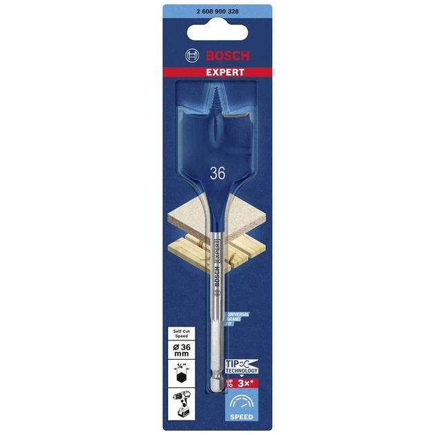 Сверло перовое Bosch Professional SelfCutSpeed, 6-гранный хвостовик, 36х152 мм (2608900328) - изображение 2