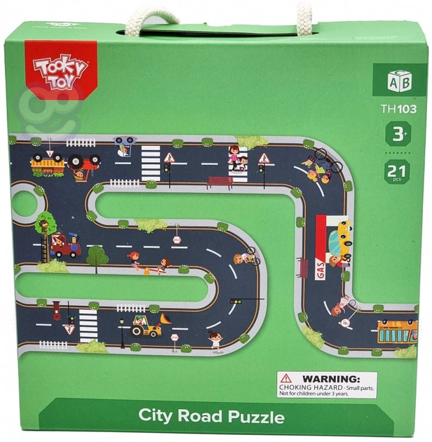 Drewniane puzzle Tooky Toy Autostrada 21 element (0716053834379) - obraz 8