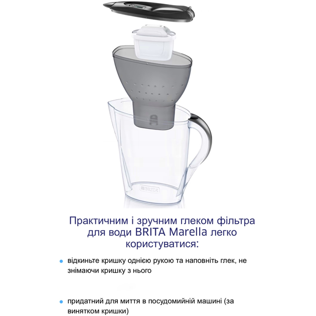 Фильтр-кувшин для жесткой воды Brita Marella XL 3,5 л Черный с картриджами 3 шт - изображение 5