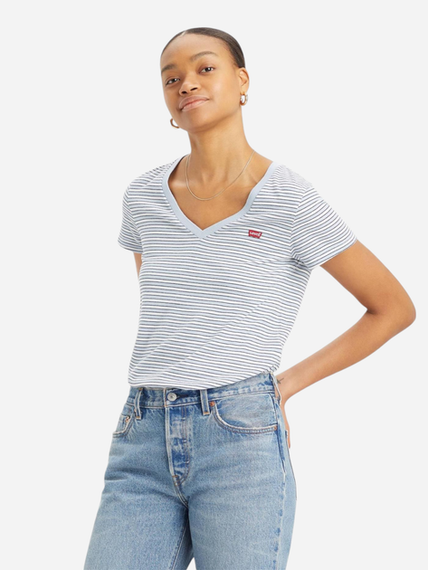 Футболка бавовняна жіноча Levi's Perfect Vneck 85341-0077 S Блакитна (5401157169452) - зображення 1