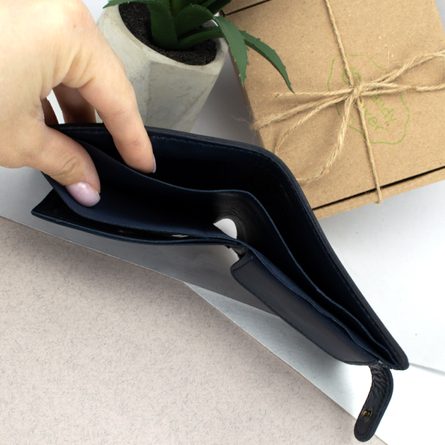 Портмоне мужское кожаное Handycover HC0041 синее с гербом Украины - изображение 15