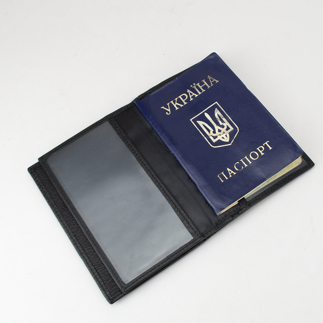 Обкладинка для паспорта та карток De Esse LC-47043-1 шкіряна чорна 2 в 1 - Фото 6 Обкладинка для паспорта та карток De Esse LC-47043-1 шкіряна чорна 2 в 1 - зображення 6