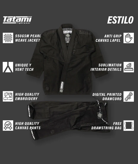 Кімоно Tatami Estilo Black Label Gi Black on Black (TTM-GBKLB-BKBK-A0) - Фото 7 Кімоно Tatami Estilo Black Label Gi Black on Black (TTM-GBKLB-BKBK-A0) - зображення 7