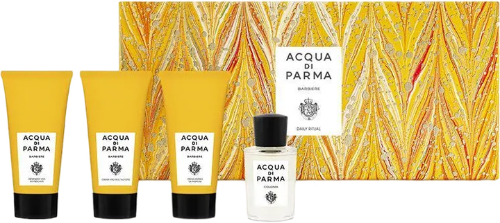 Zestaw prezentowy męski Acqua Di Parma Barbiere Daily Ritual Woda kolońska 20 ml + Żel do mycia twarzy 40 ml + Krem do golenia 40 ml + Krem do twarzy 40 ml (8028713623431) - obraz 1