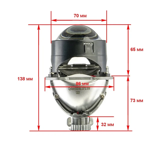 Світлодіодні Bi-LED лід лінзи Cyclone LED BL 2.5" I2 35W 5000K 12-16V (2шт) - зображення 6