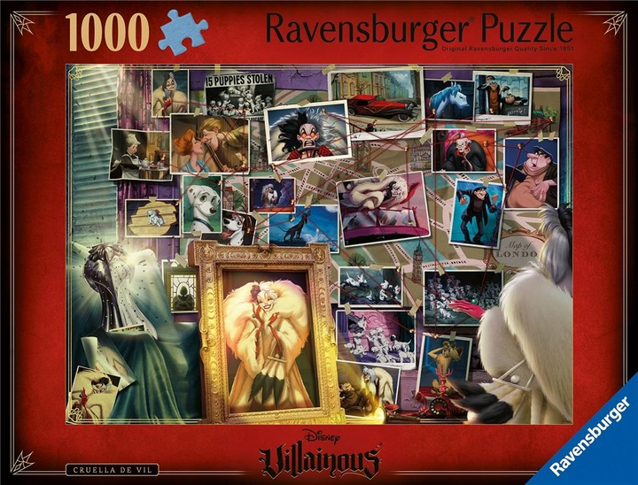 Puzzle Ravensburger Złowroga Cruella de Mon 70 x 50 cm 1000 elementów (4005555003939) - obraz 1