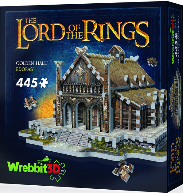 3D Puzzle Wrebbit Złoty Dwór Edoras 37 x 30.5 x 17 cm 445 elementów (0665541010163) - obraz 1