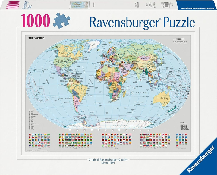 Пазл Ravensburger Політична карта світу 70 х 50 см 1000 деталей (4005555000655) - зображення 1