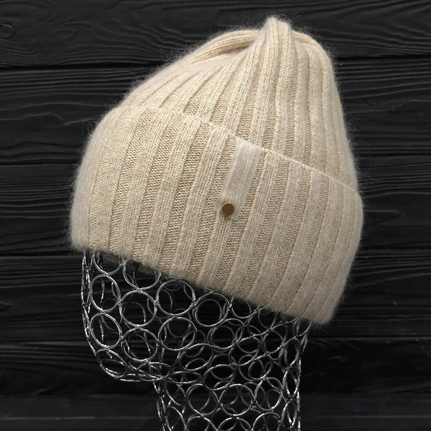 Шапка женская зимняя ангора с шерстью на флисе M&JJ 56-58 см жемчужный 12042 - изображение 2