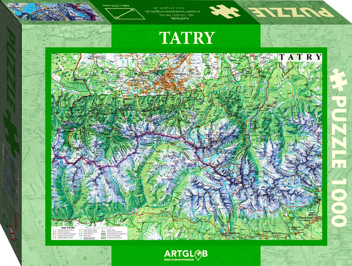 Пазл ArtGlob Tatry Туристична карта 150 000 66 x 47 см 1000 деталей (5907751190187) - зображення 1