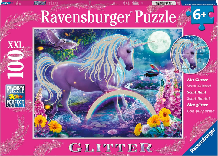 Puzzle Ravensburger Glitter Unicorn 100 elementów (4005556129805) - obraz 1