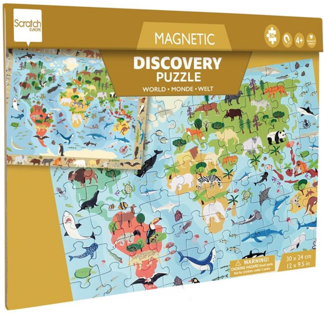 Puzzle magnetyczne Scratch 2 w 1 Mapa świata 52.3 x 30.5 cm 80 elementów (5414561812302) - obraz 1