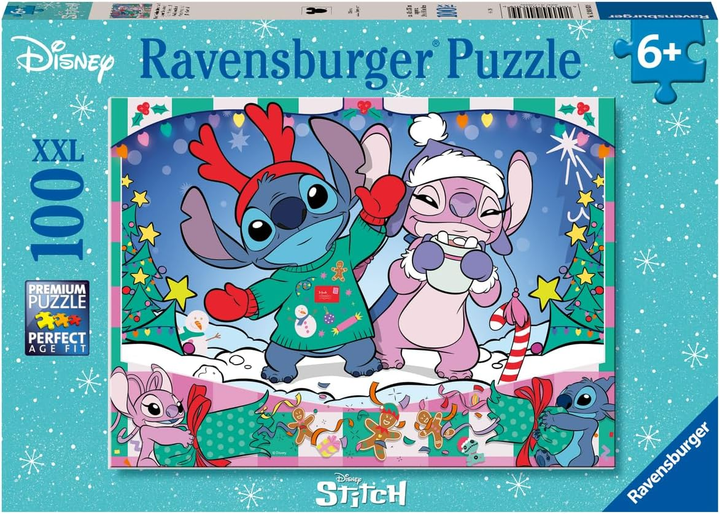 Puzzle Ravensburger Stitch i Angel Boże Narodzenie 49 x 36 cm 100 elementów (4005555040309) - obraz 1