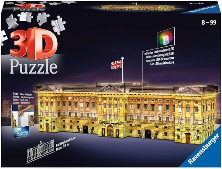 3D Пазл Ravensburger Будинки вночі Букінгемський палац 12 x 38 x 11 см 237 деталей (4005556125296) - зображення 1