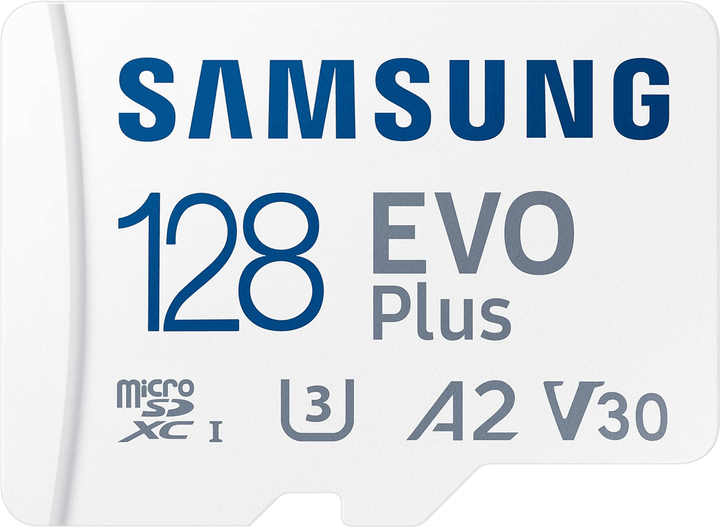 Карта памяти Samsung Evo Plus microSDXC 128GB UHS-I U3 V30 A2 + SD адаптер (MB-MC128SA/EU) - изображение 2