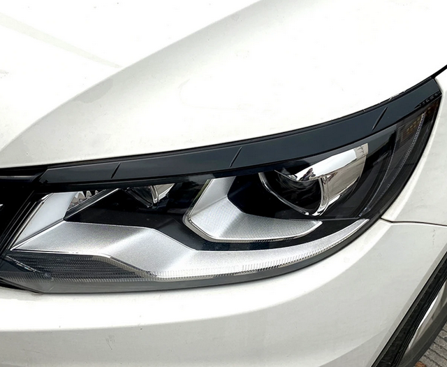 Накладки на фары, реснички VW Tiguan черный глянец ABS-пластик (11-15 г.в.) - изображение 3