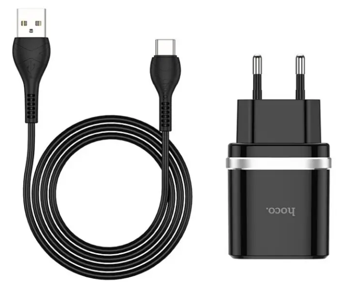 Сетевое зарядное устройство Hoco Smart QC3.0 charger + кабель Type-C 1м Black (C12Q) - Фото 1 Сетевое зарядное устройство Hoco Smart QC3.0 charger + кабель Type-C 1м Black (C12Q) - изображение 1