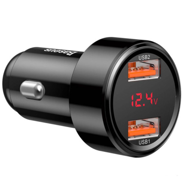 Автомобильное зарядное устройство Baseus Magic Series Dual QC Digital Display 2xUSB 45W Black (CCMLC20A-01) - изображение 2