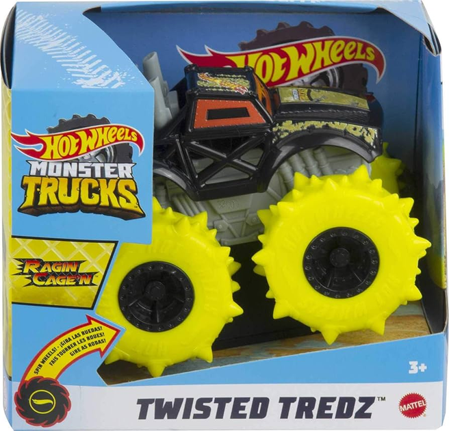 Samochód Mattel Hot Wheels Monster Trucks Ragin Cagen 1:43 Scale Twisted Tredz Truck (0887961928327) - obraz 1