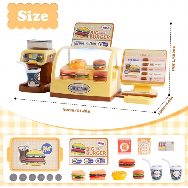 Zestaw do zabawy Woopie Big Burger Fast Food Restauracja 25 elementów (5904326949041) - obraz 4