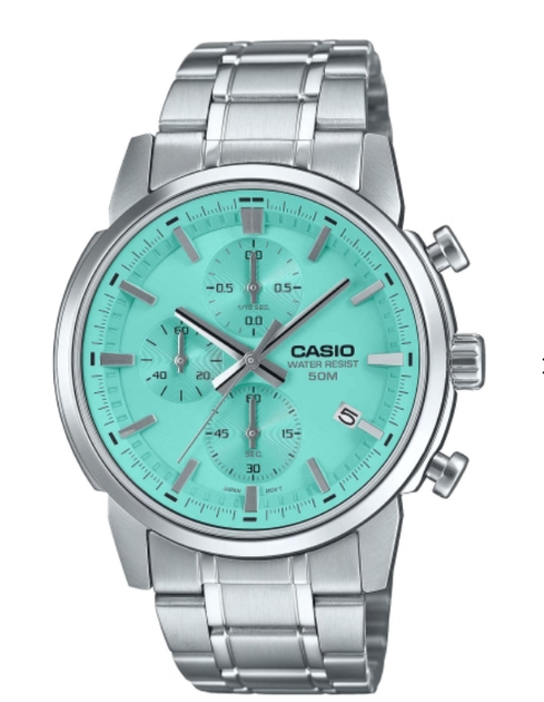Мужские часы CASIO MTP-E510D-2AVDF Серебро/Экран Бирюзовый