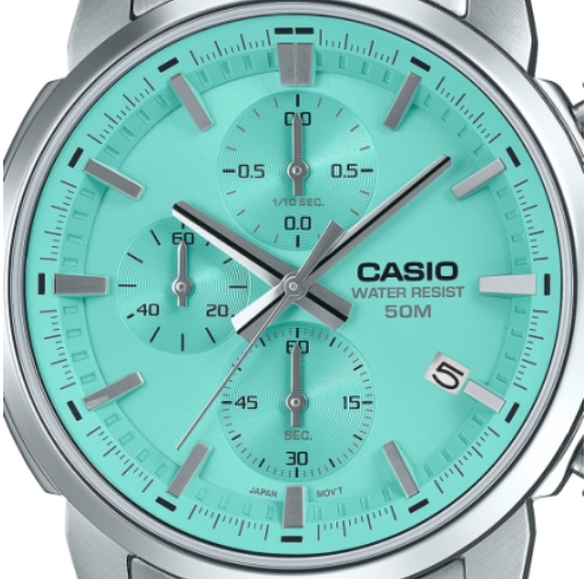 Мужские часы CASIO MTP-E510D-2AVDF Серебро/Экран Бирюзовый